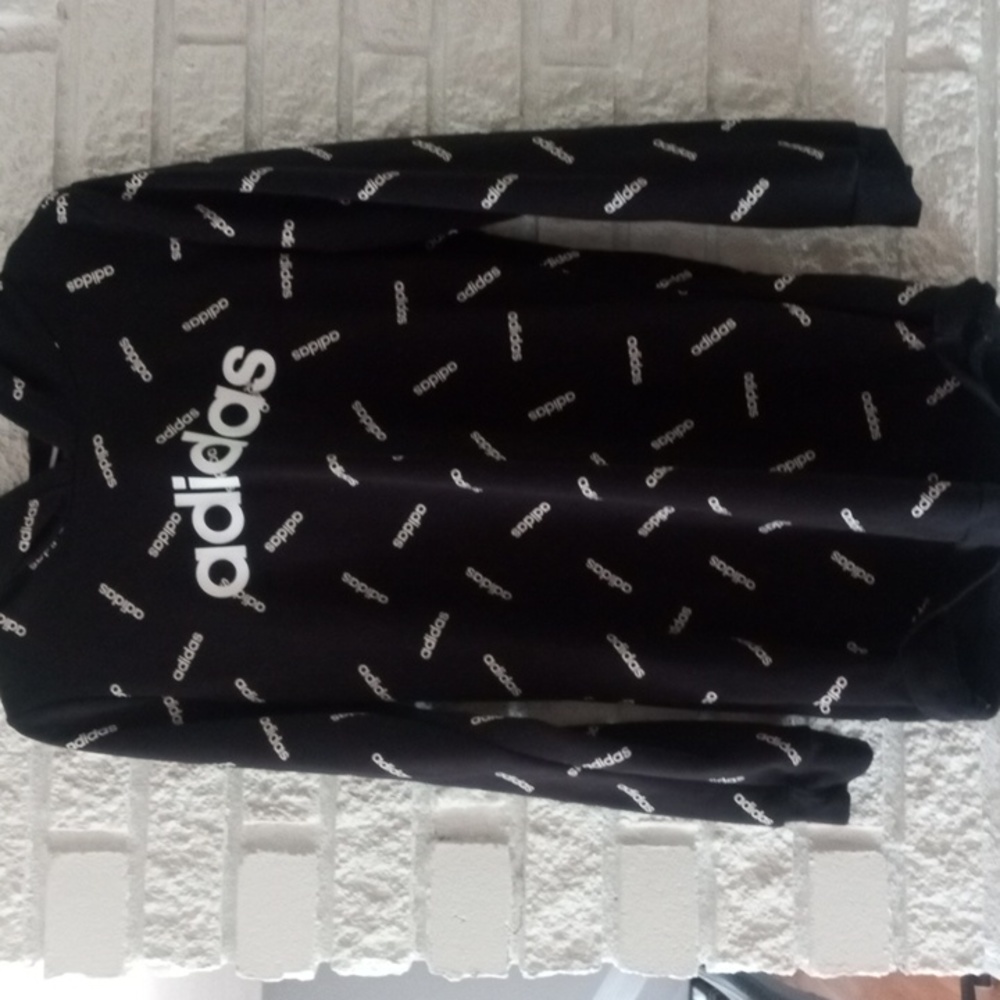 Adidas hooded sweatshirt mini dress. Black, w white accents . Med